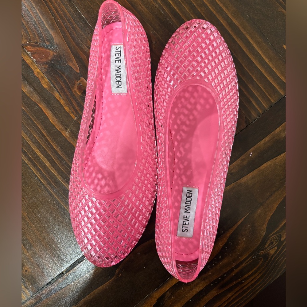 Steve Madden Pink Jelly Lattice Slip-On Flats